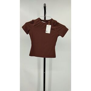 Quince Brown Short-Sleeve Crewneck Top